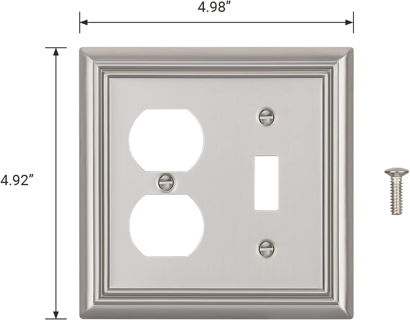 DEWENWILS Combo Toggle/Duplex Wall Plates, Brushed Nickel Double Outlet Covers, 2-Pack