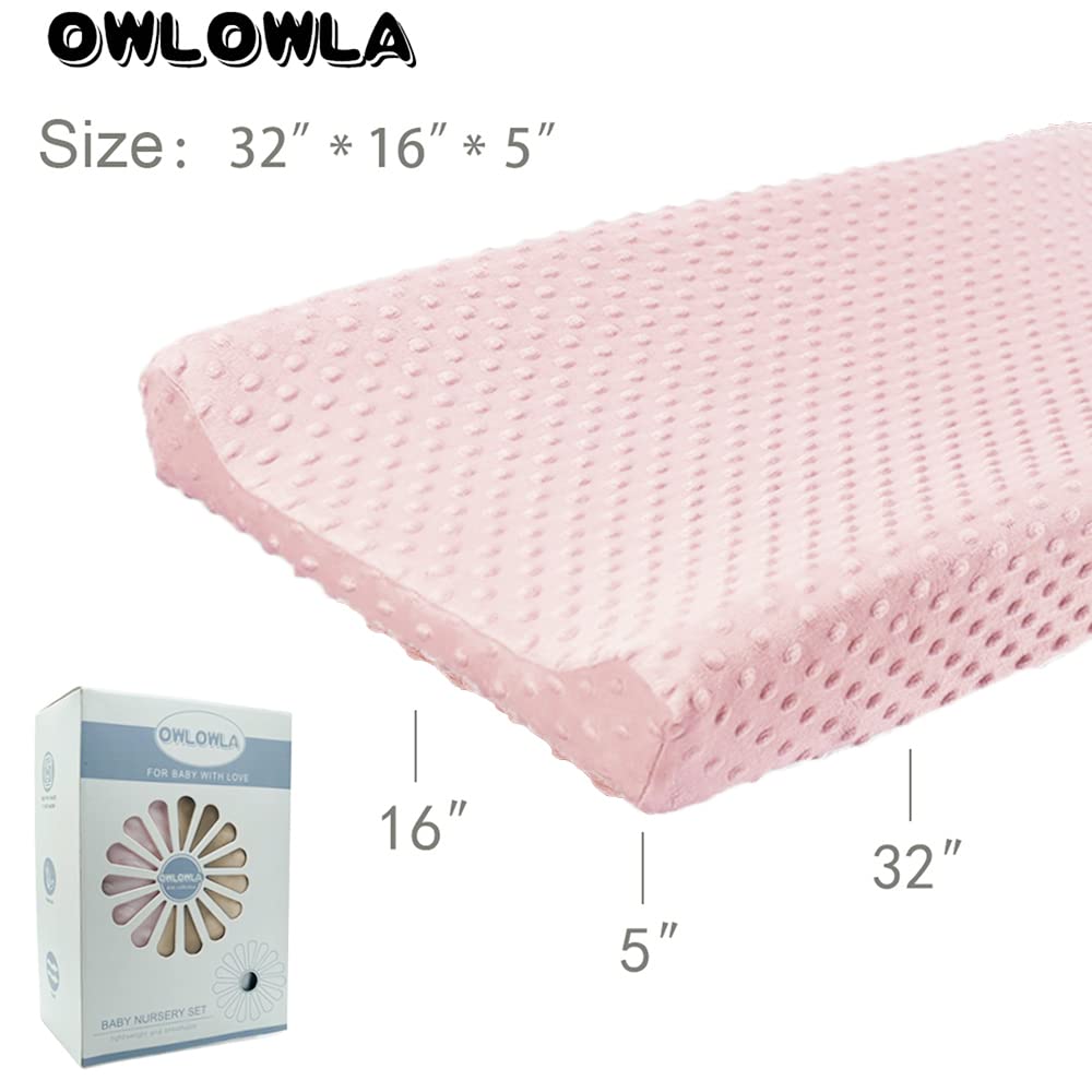 Owlowla Changing Pad Cover,Soft Minky Dots Changing Table Sheets for Baby Boy and Girl 2Pack (Pink&Cream)