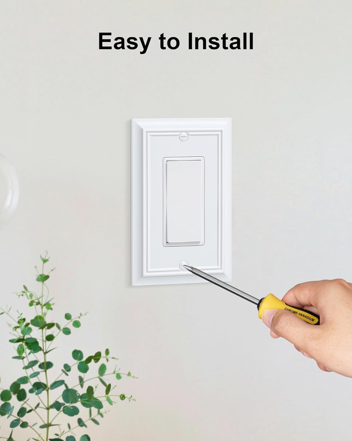 2-Pack Decorator Wall Plate Cover, Pure White Decorative Switch Plates and Outlet Covers, Durable Natural Bamboo Fiber Wall Plates for Electrical Outlets, Receptacle, GFCI Outlet, Dimmer Switch