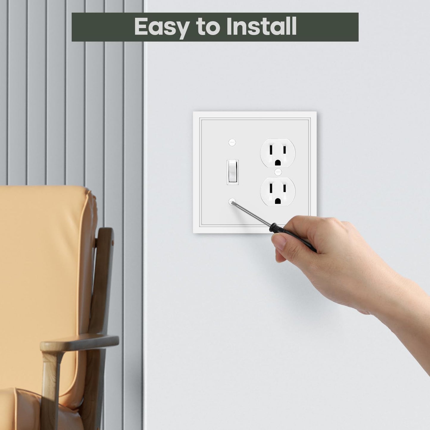 Toggle/Duplex Combo Light Switch Cover Plate White Classic Decorative Switch Plates Cover 2 Gang Wall Plate Cover for Duplex, Toggle, Combo,2 Pack