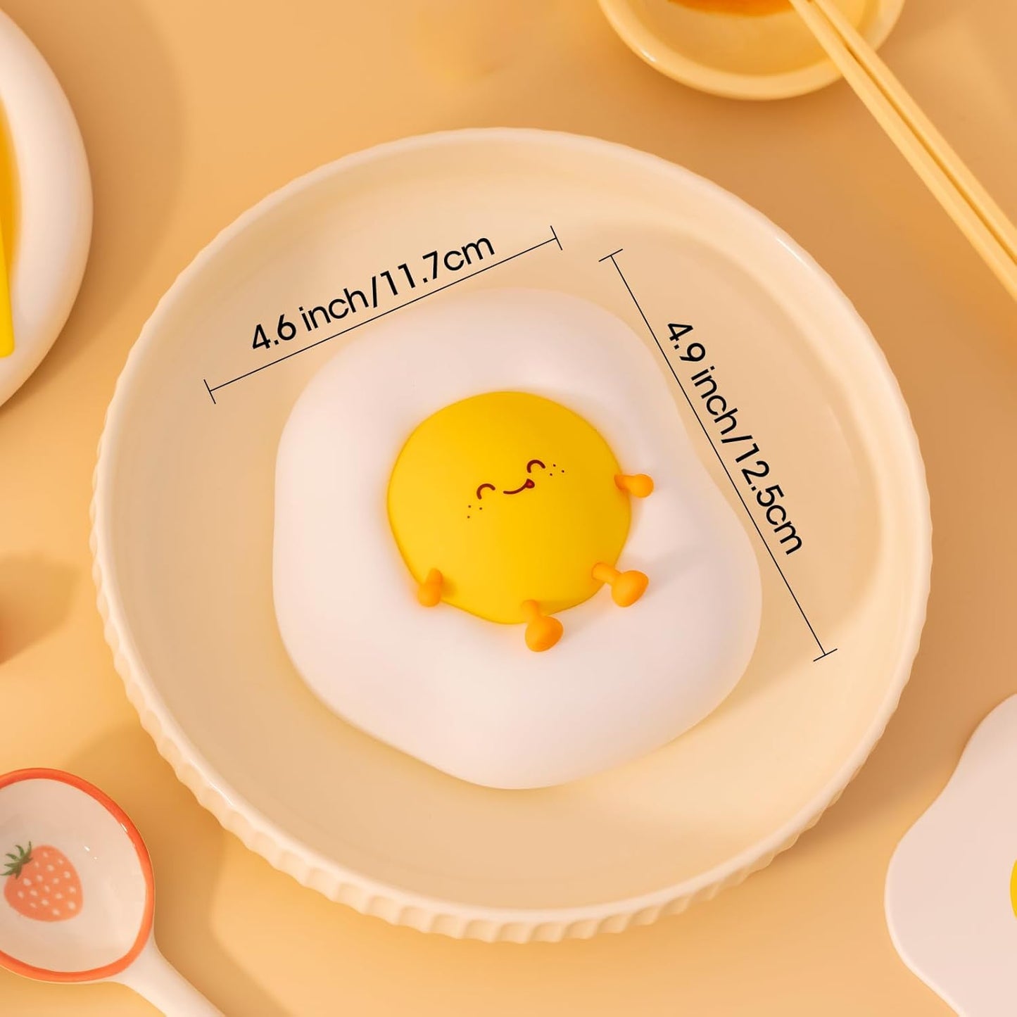 Fried Egg Night Light for Toddler, Kids, Baby, Nursery Warm Ambient Lamp for Snoothing, Sleeping Companion, Auto Off 30Min Timer, Rechargeable Battry Cordless, Soft Silicone Skin