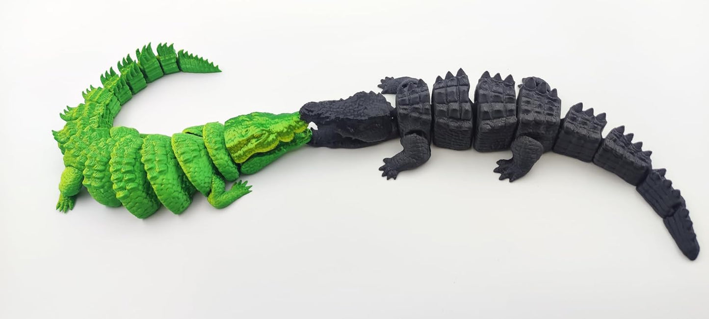 3D Printed Crocodile 3D Printed Toy 3D Printed Animals 3D Printed Stuff 3D Printed Fidget Toys Home Office Executive Desk Decor (Black)