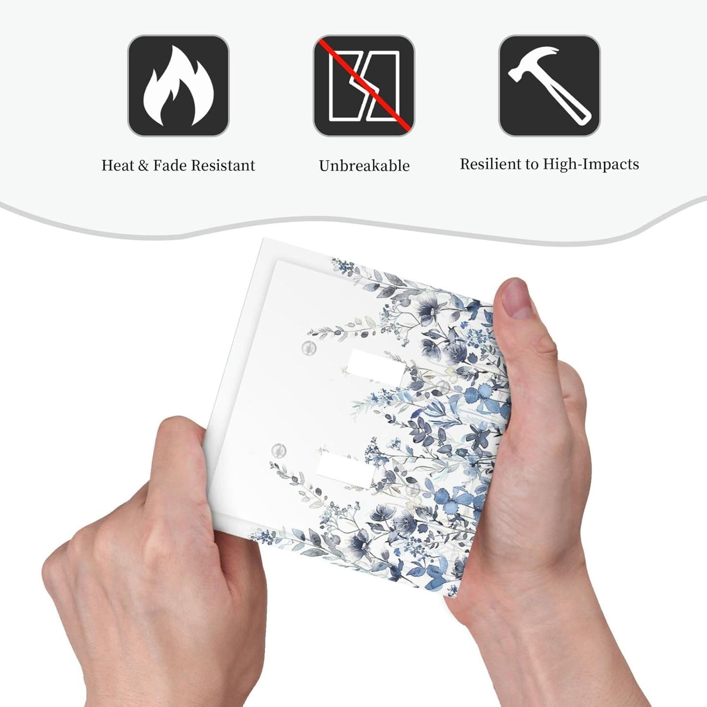 Decorative Switch Plates Light Blue Watercolor Leaves Plant With Floral 2 Gang Double Toggle Outlet Light Switch Cover Wall Plate Electrical Faceplate for Bedroom Bathroom Decor