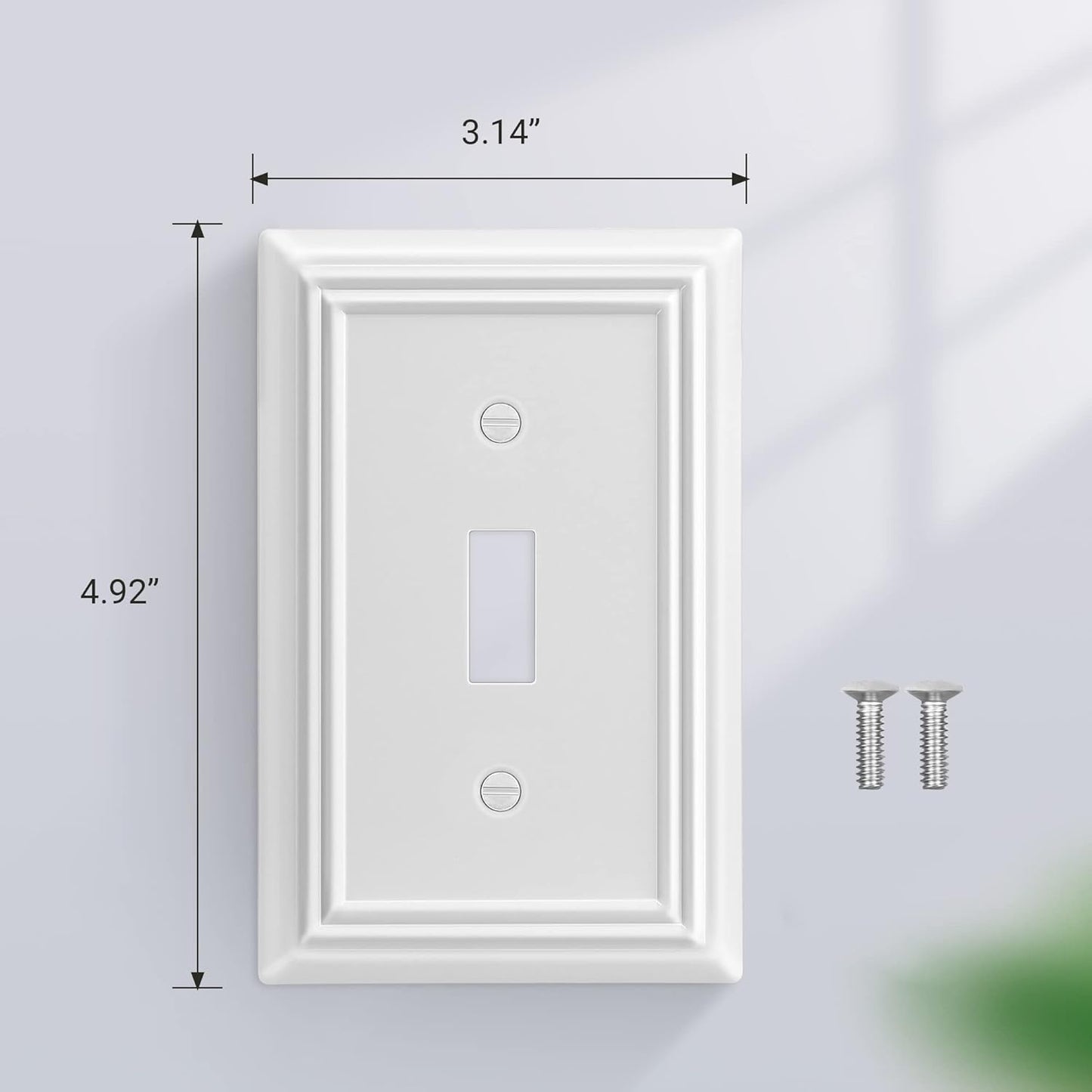 DEWENWILS 4-Pack Toggle Wallplate, Metal Light Switch Covers with White Finish, Heavy Duty Face Plates