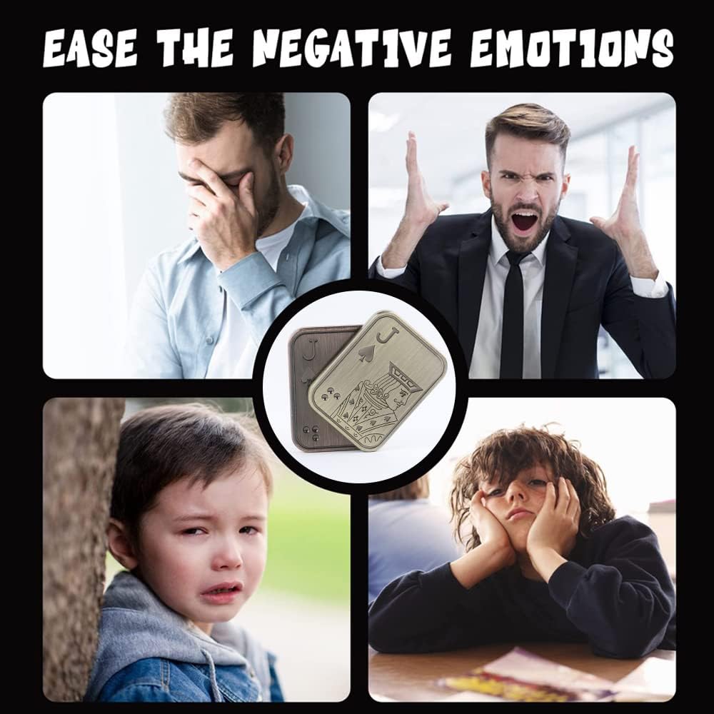 Magnetic Metal Fidget Toys - Metal Poker Push Card Fidget Slider Stress Relief Toy, Men’s EDC Toy Fidget Toy Haptic Coin, Office Desk Toys Gifts for Boyfriend and Father (JJ)