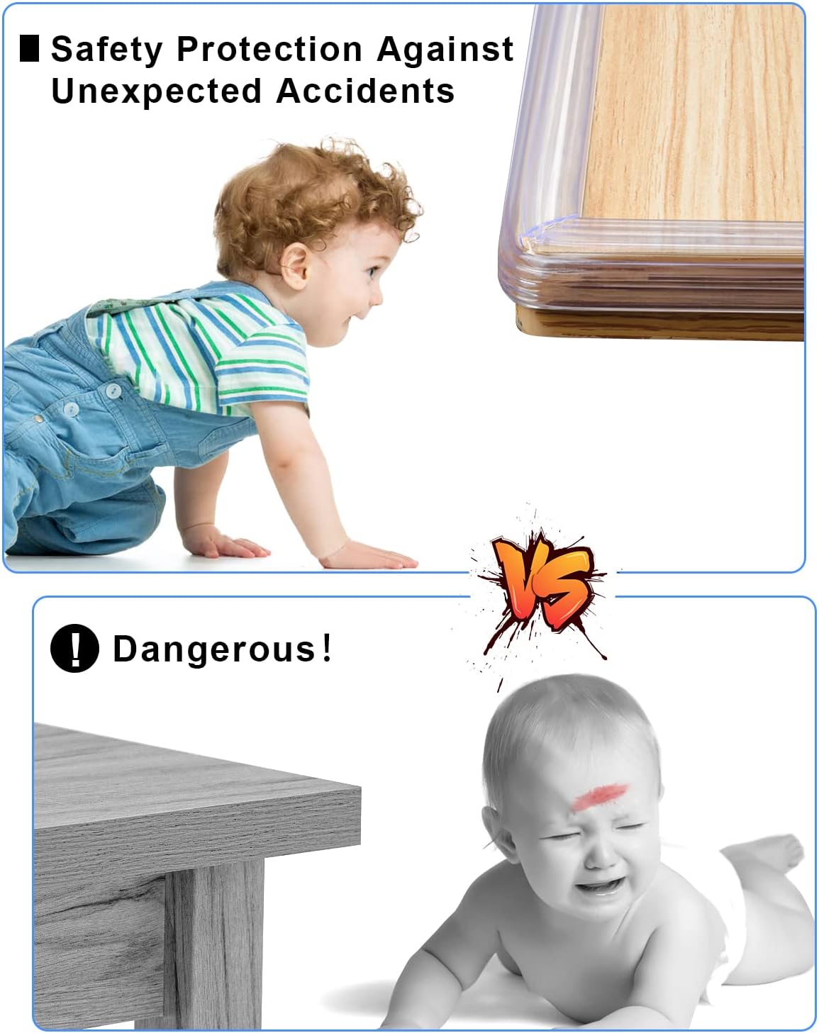 HOMREALM Baby Proofing,6.6ft(2M),Silicone Soft Corner Protectors with Pre-Taped Strong Adhesive, Edge Protectors for Sharp Corners of Cabinets, Tables