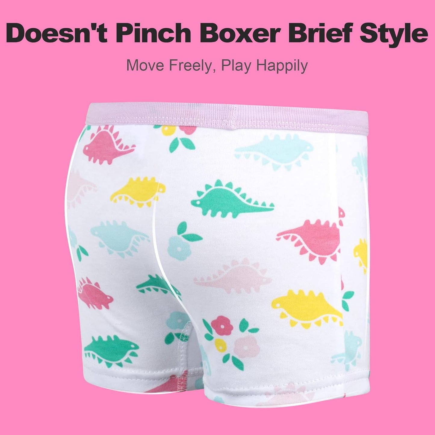 BIG ELEPHANT 10 Pack Toddler Girls' Underwear Boxer Briefs,100% Cotton Super Soft Breathable Panties (3T-10Y)