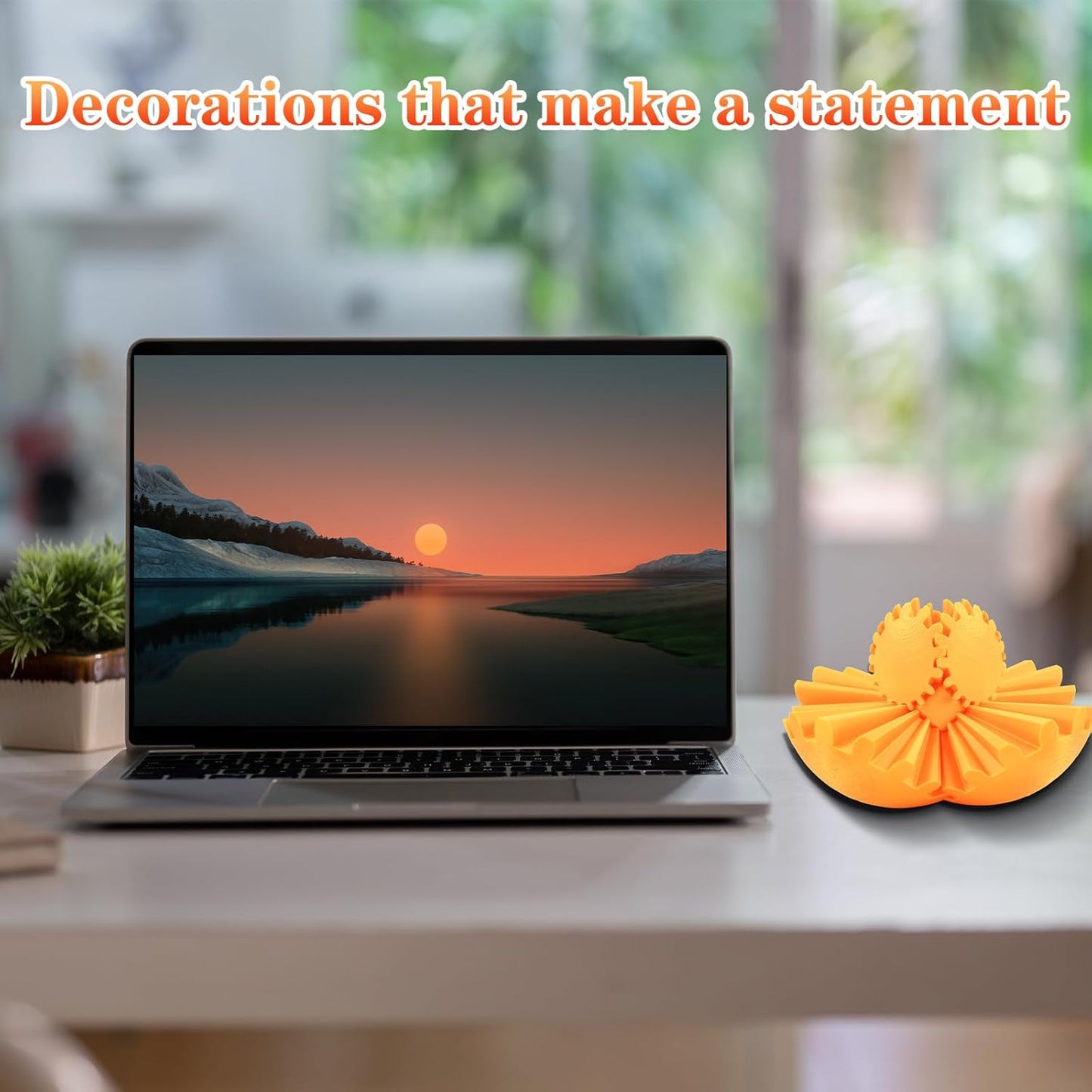 3D Printed Gear Sphere Ball – Colorful Gear Ball Fidget Gear Sphere Puzzle Cube Stress Relief Toy for Office and Home Decor Unique Gift Idea for Friends and Family (Gold)