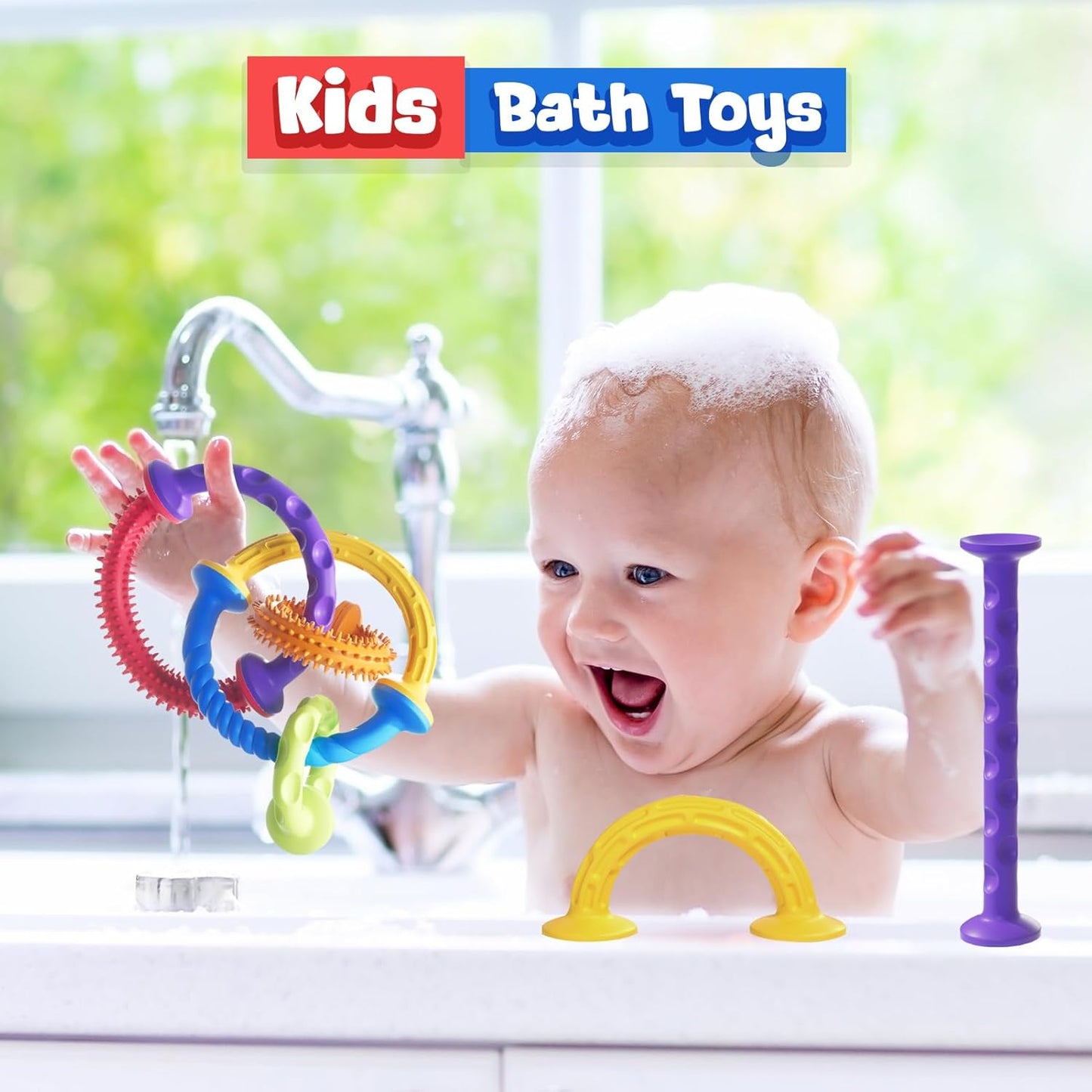 Sensory Toys Kids Fidget Toys: 8 Pack Textured Suction Toys for Classroom and Bathroom - Calm Down Fidget Toys for Kids