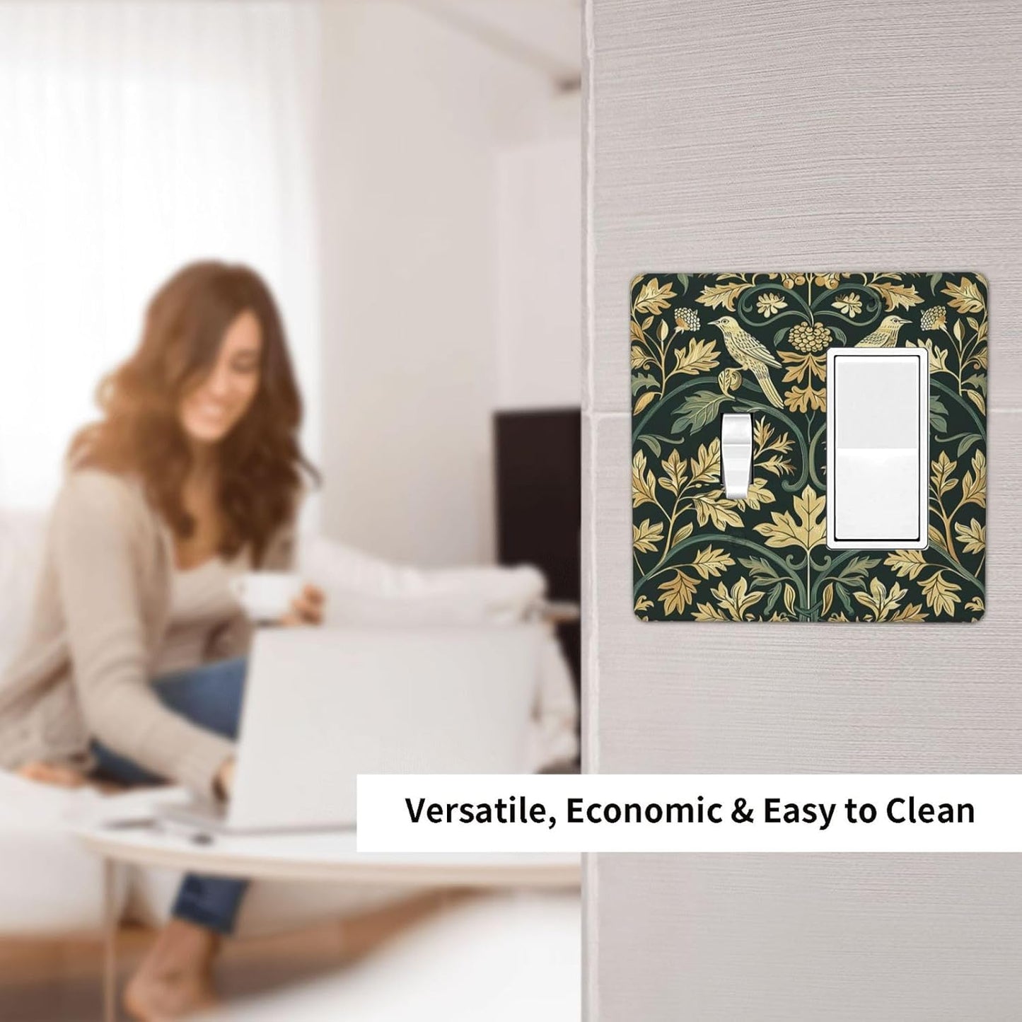 Outlet Covers William Morris Vintage Botanical Birds Golden Green Leaves 1 Toggle 1 Rocker Combination Decorative Wall Plate Electrical Switch Plates Light Switch Cover Plate for Bedroom