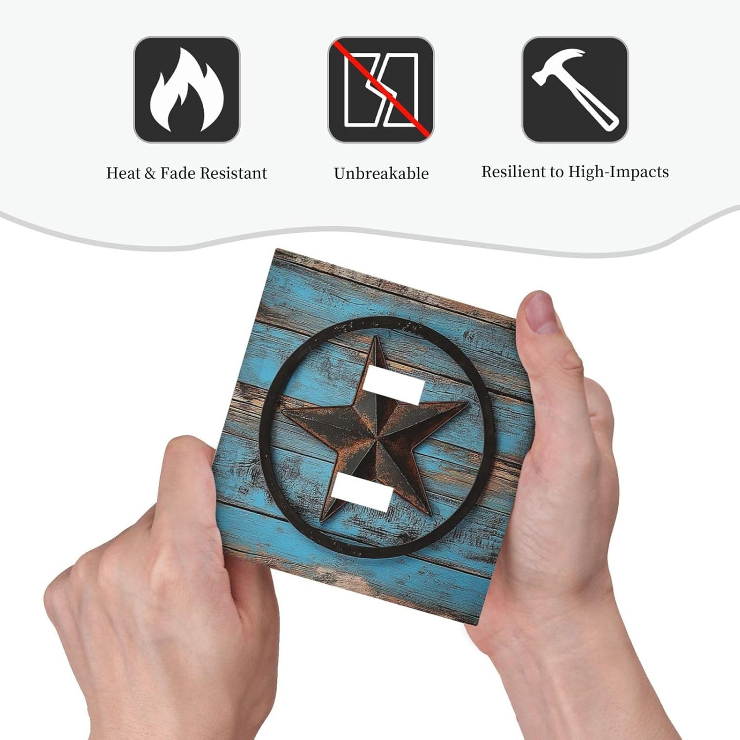 Decorative Switch Plates Rustic Wood Country Barn Texas Star On Teal 2 Gang Double Toggle Outlet Light Switch Cover Wall Plate Electrical Faceplate For Farmhouse Cabin Decor