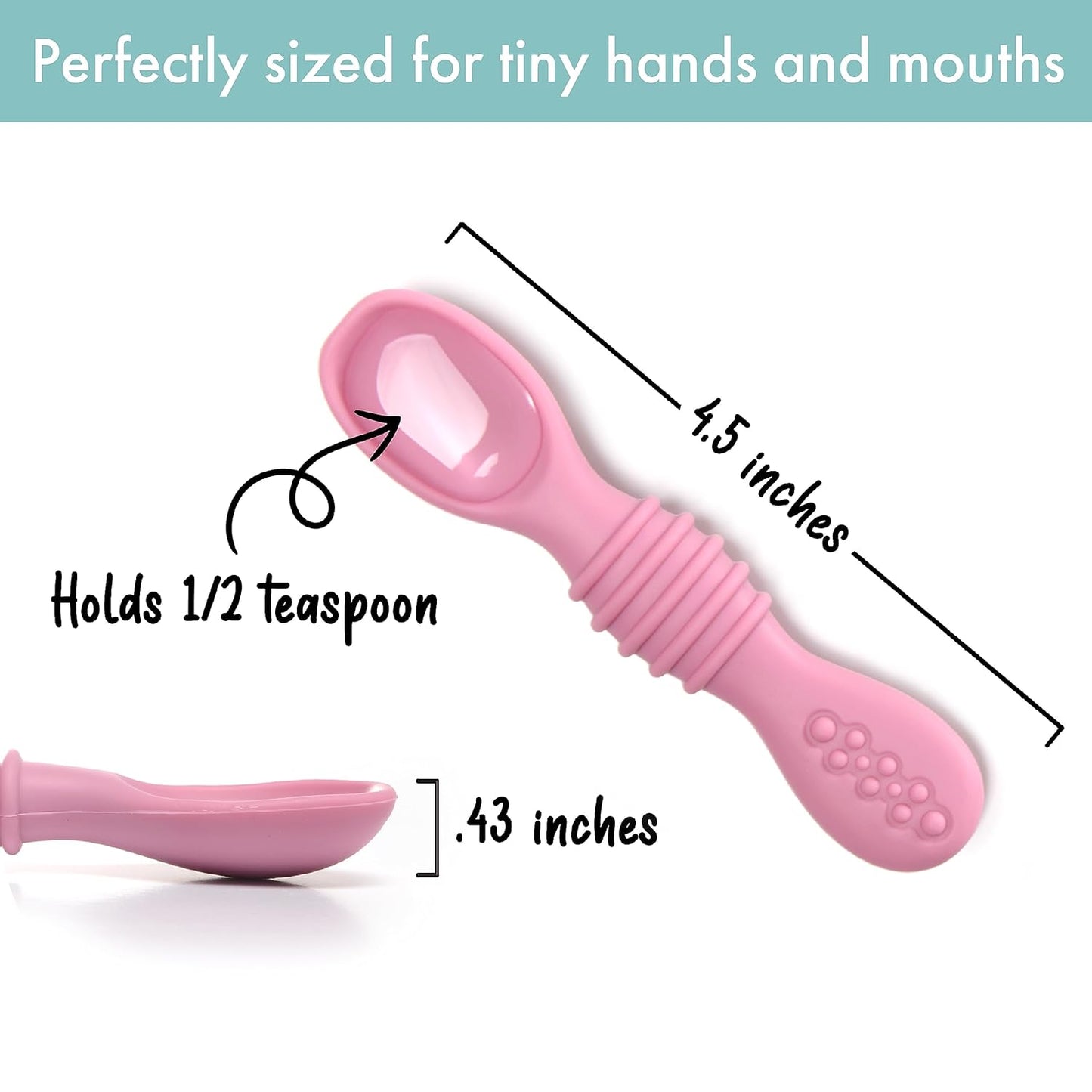 PrimaStella Silicone Chew Spoon Set for Babies and Toddlers | Safety Tested | BPA Free | Microwave, Dishwasher and Freezer Safe