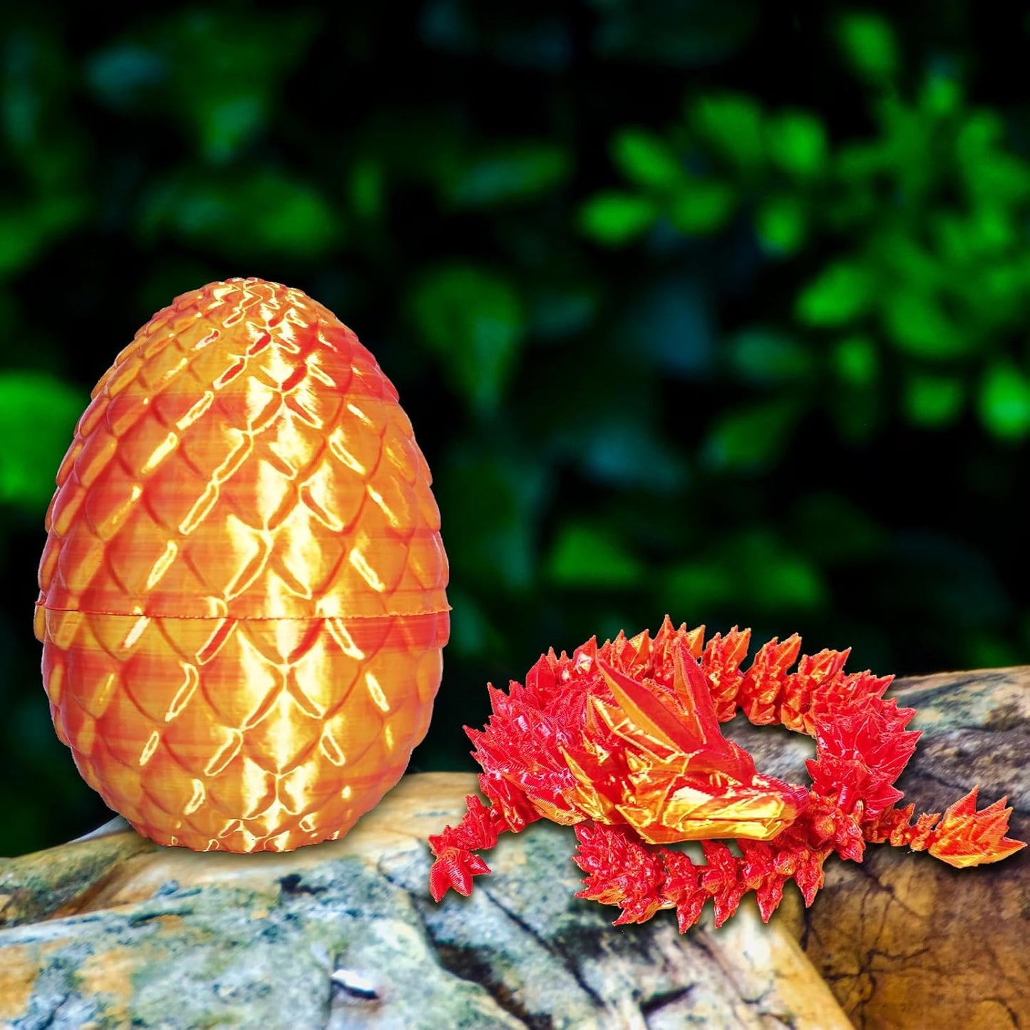 Dragon Egg ,Dragon Egg Fidget Surprise Toy with 3D Printed Dragon, Dragon Eggs with Dragon Inside Fidget Toy, 12" Dragon and Dragon Egg Toy Gifts for Autism and ADHD. (Laser Red)
