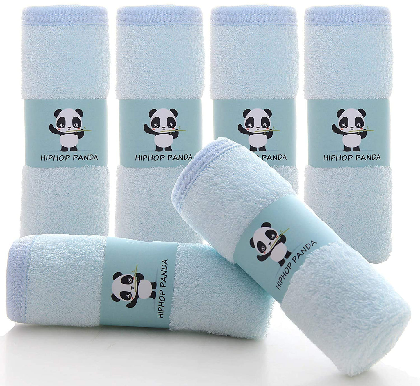 HIPHOP PANDA Baby Washcloths, Rayon Made from Bamboo - 2 Layer Ultra Soft Absorbent Newborn Bath Face Towel - Reusable Baby Wipes for Delicate Skin - Blue, 30 Pack