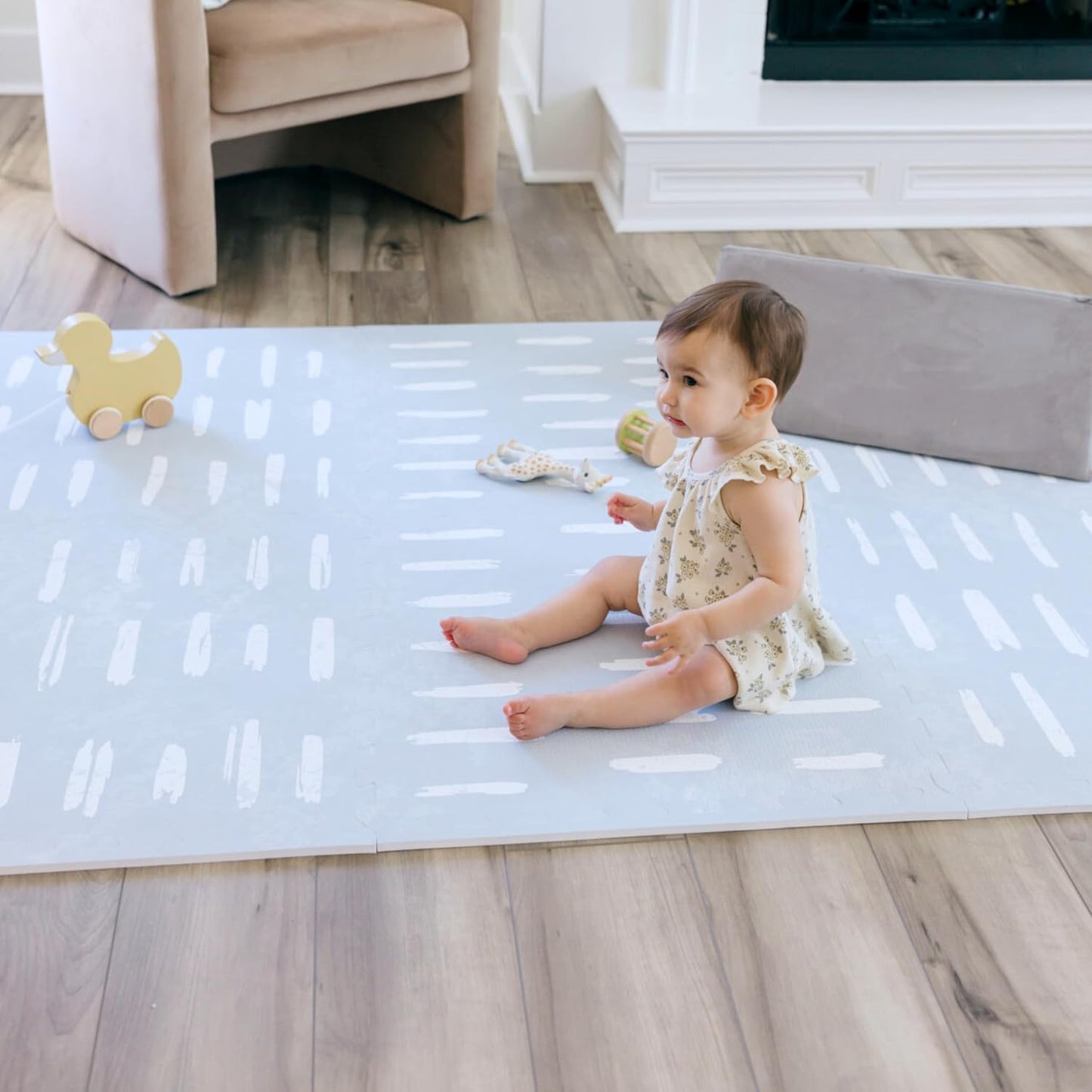 Baby Play Mats for Floor - Shoreline (6x6ft) - Premium EVA Foam Play Mat for Babies & Toddlers - Perfect for Tummy Time, Crawling, Playroom - Stylish & Comfortable Kids Play Mat
