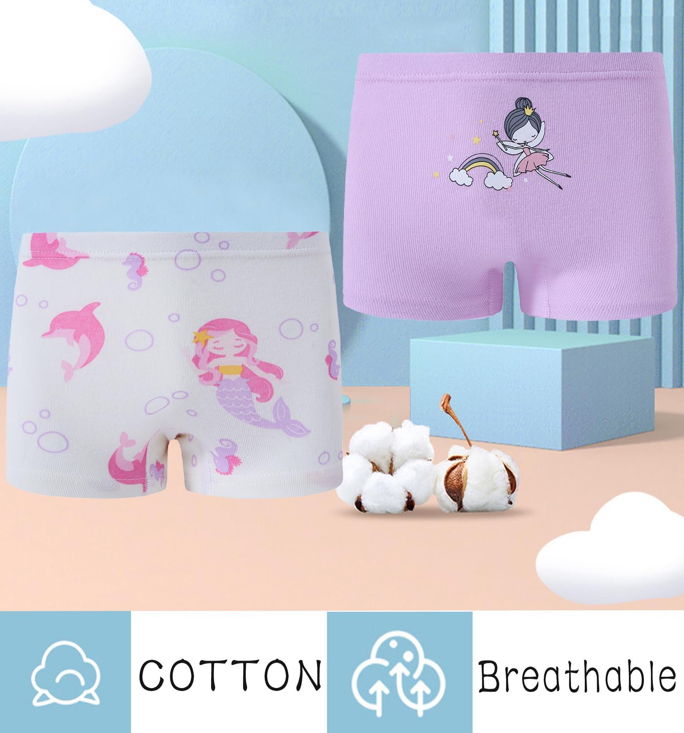 Boboking Soft Cotton Girls' Panties Boyshort Little Girls' Underwear Toddler Undies