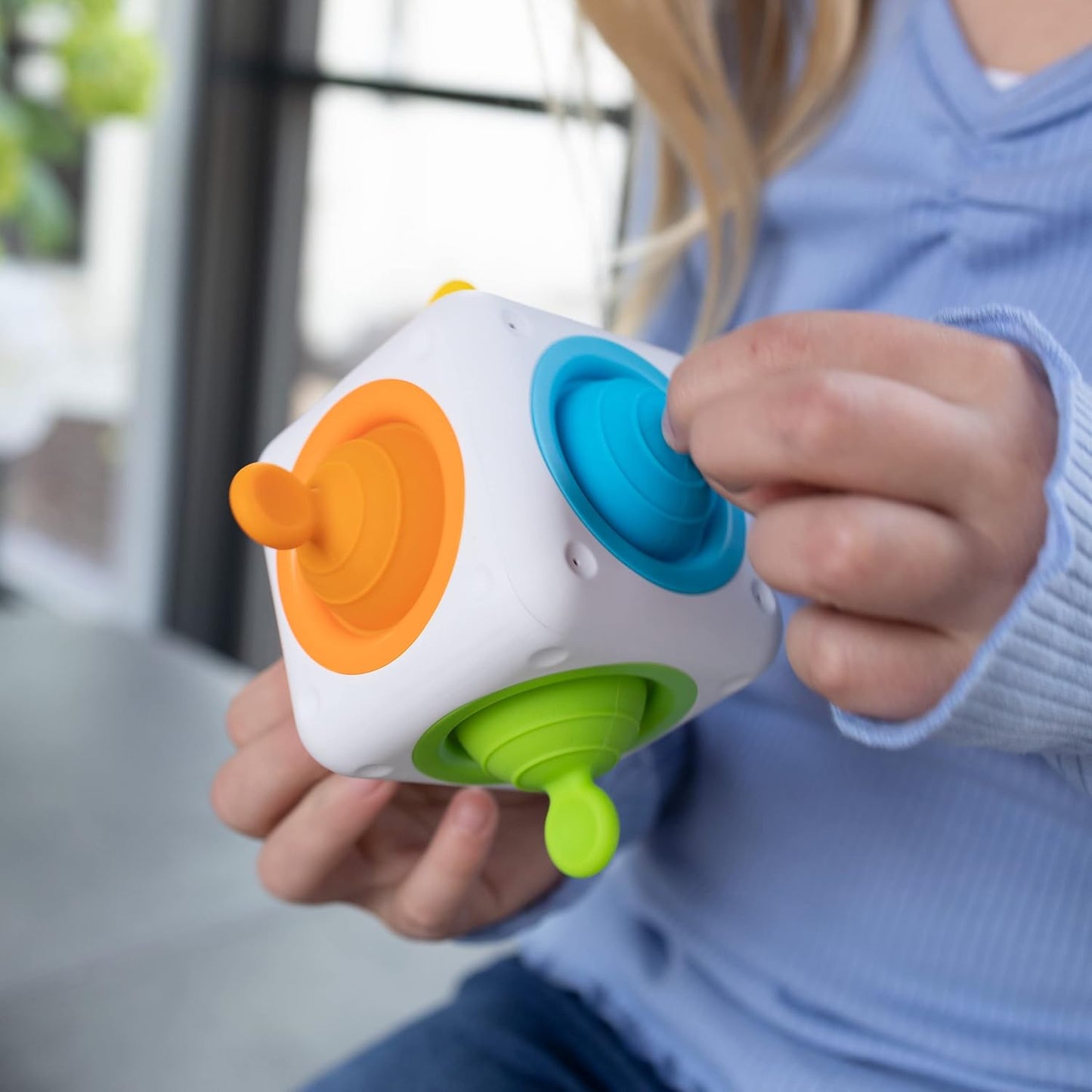 Fat Brain Toys Tugl Cube - Popping Fidget Cube for Toddlers, Kids, Teens, Adults