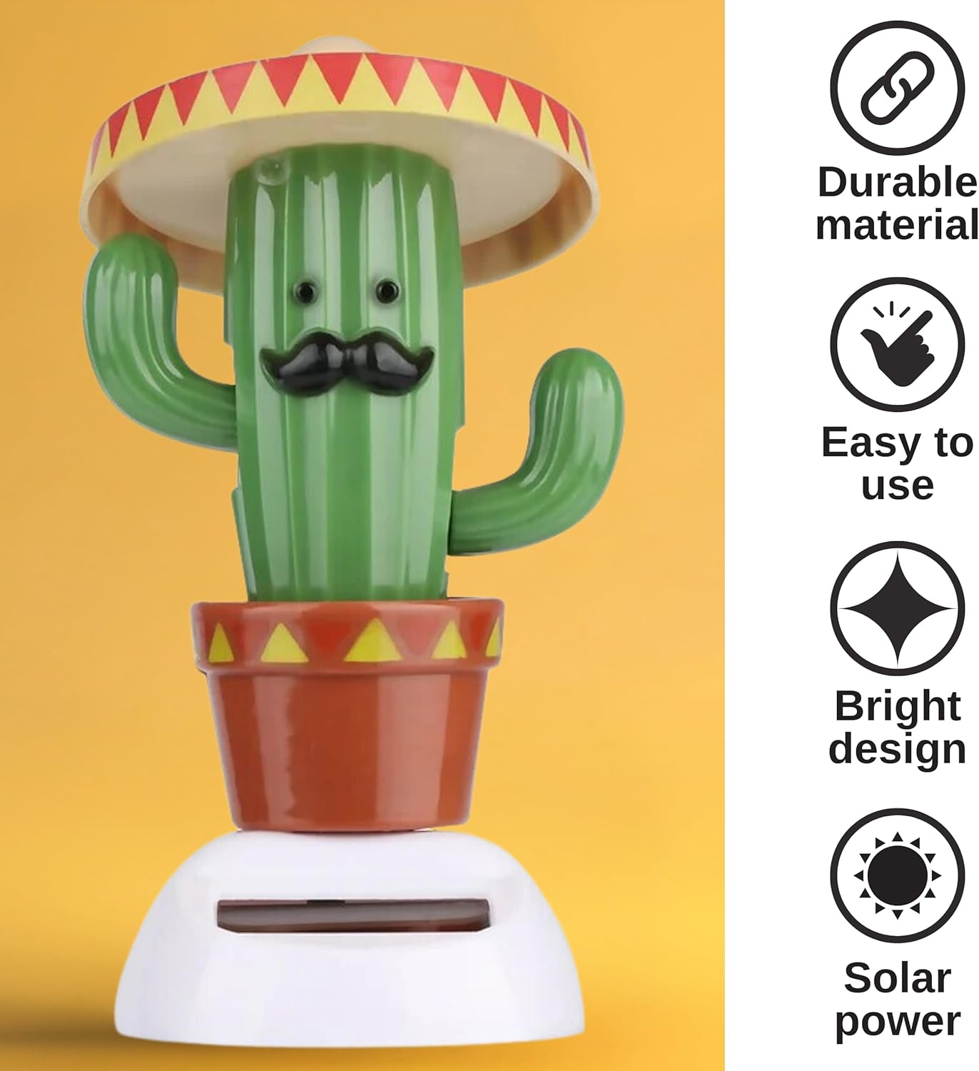 Solar Powered Dancing Cactus Toy – Sun Power Swinging Animated Bobble Dancer Solar Toys for Car Dashboard Dancing Cactus Holiday Car Decoration Solar Figures for Office Home Desk