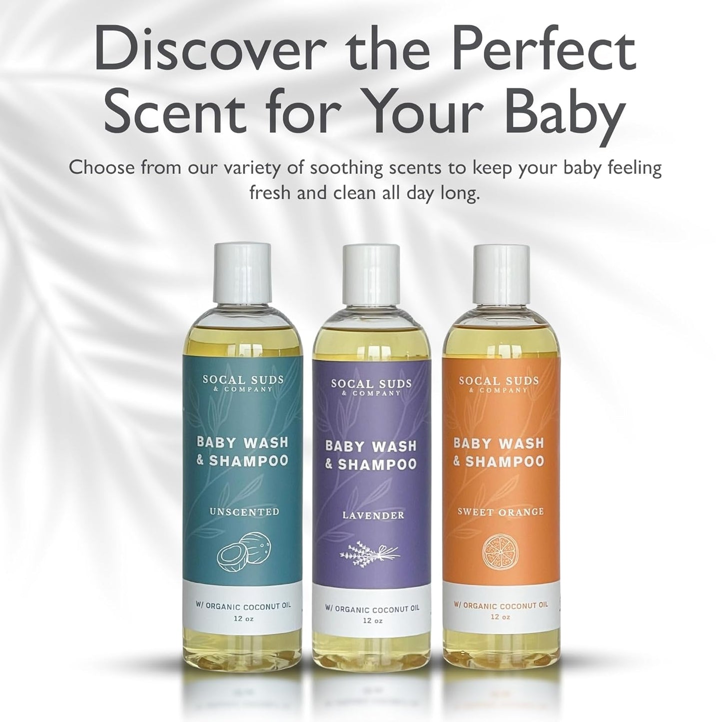 SoCal Suds & Company Baby Shampoo & Body Wash, 2-in-1 Organic Gel - Gentle Castile Soap with Vitamin-Infused Oils & Botanicals - Natural Care for Sensitive Skin Hypoallergenic - 12oz Sweet Orange