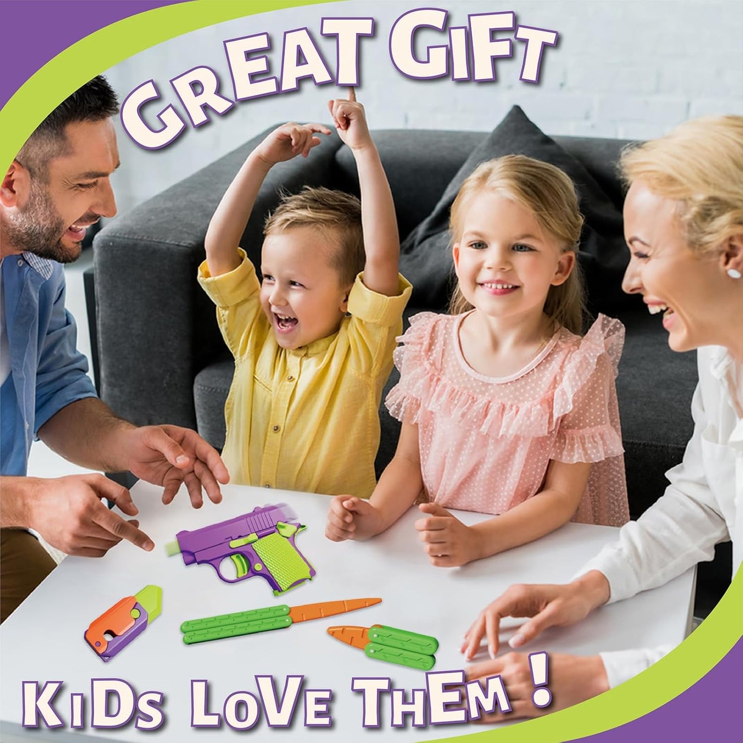 4 PCS Fidget Toys Set,3D Printing Fidget Knife Toy and Pistol Toys,Fidget Toys Adults and Kids,Sensory Toy Fidget Toys for Classroom,Suitable for Relieving ADHD,Stress, Anxiety (Purple Set)