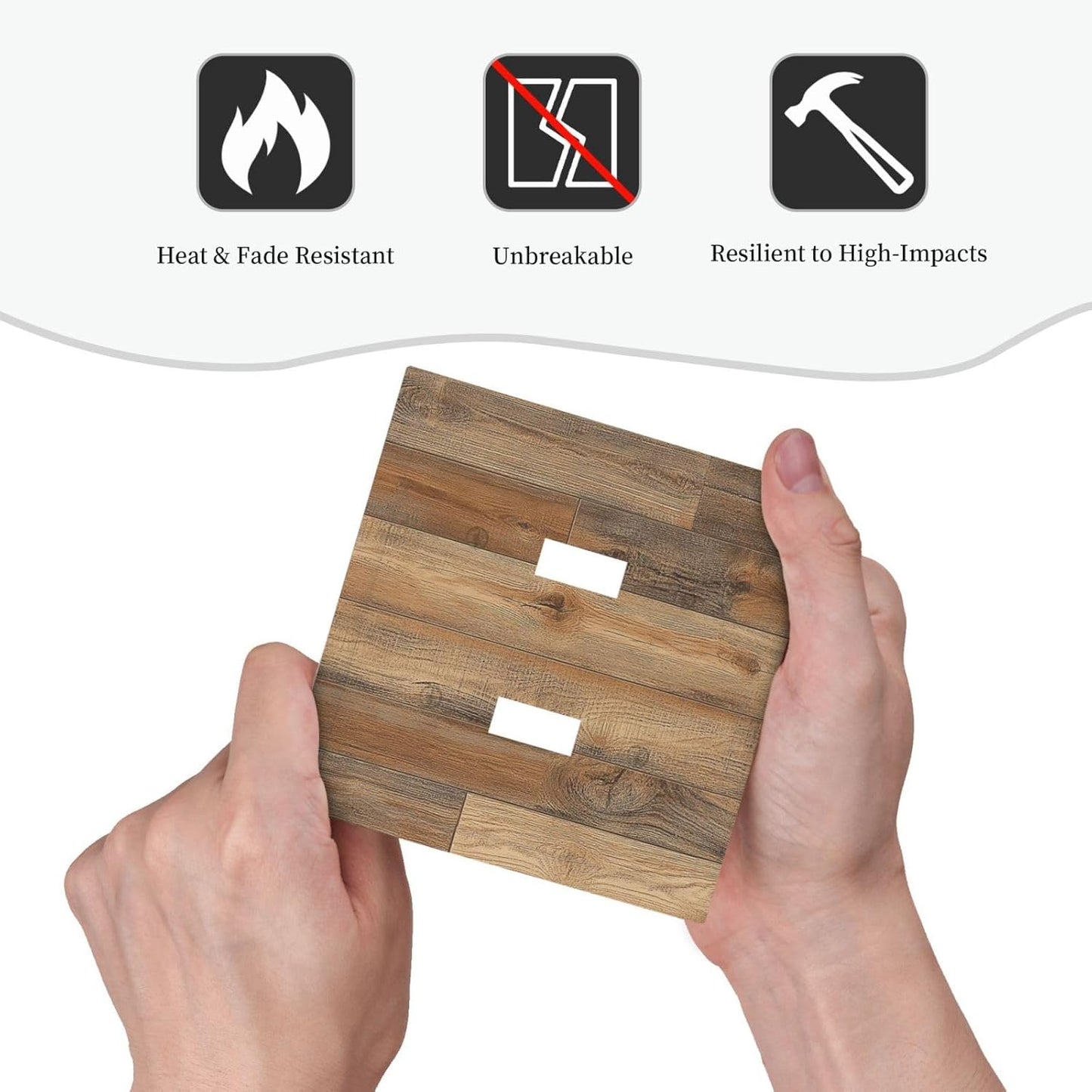 Decorative Switch Plates Retro Rustic Brown Wood Grain 2 Gang Double Toggle Outlet Light Switch Cover Wall Plate Electrical Faceplate For Farmhouse Cabin Decor