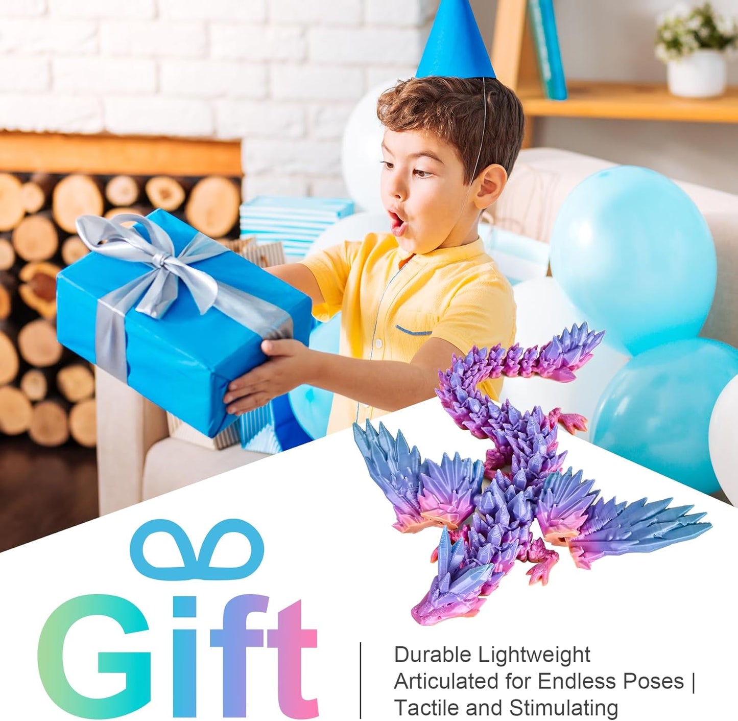 12inch Fly Dragon Egg, Year of The Dragon, 3D Printed Dragon, Executive Desk Toys, Articulated Dragon, Fidget Toys Gifts for Graduates Students Teachers Adults (Candy)