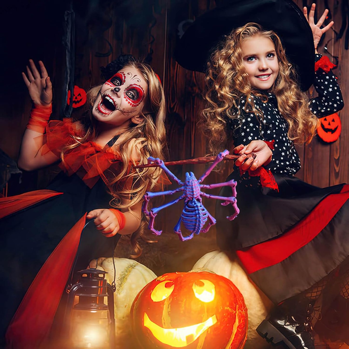 3D Printed Spider Fidget Toys, 1 Pack Articulated Fake Spider Figures Party Favors for Birthday Halloween Christmas, Stress Relief Desk Toys for Classroom Office Home (Laser-purple)