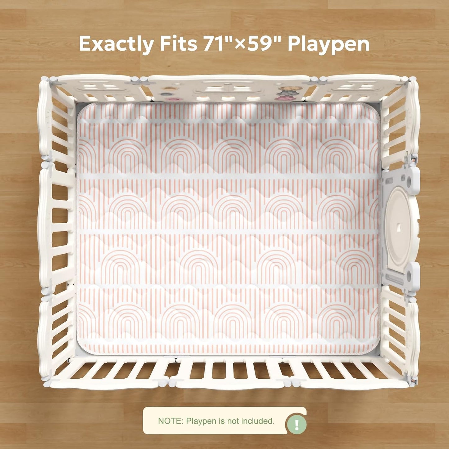 Soft Thicker Baby Mat for Floor 71"x59", Extra Large Baby Play Mat, Non-Slip Playpen Mat, Easy to Clean & Portable Playmat, Crawling Mat for Babies Toddlers, Activity Mat, Rainbow, Pink