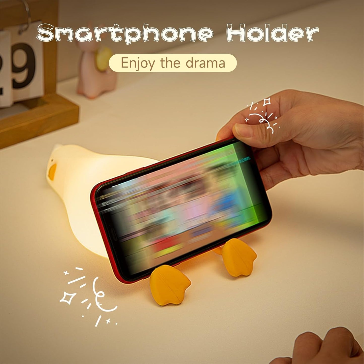 Rechargeable LED Lying Flat Duck Night Light for Kids, 3 Level Dimmable Silicone Nightlight Squishy Touch Lamp for Nursery, Breastfeeding, Toddler & Baby Decor, Cute Bedside Nightlights Gift