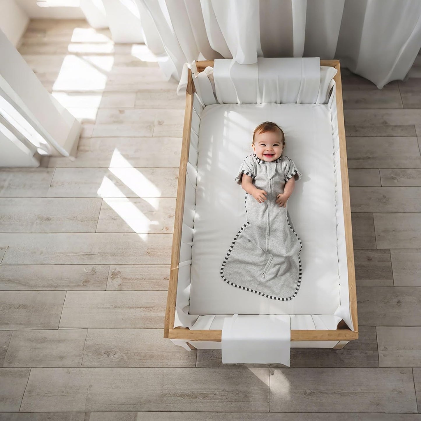 Transition Swaddle, 2 Pack 100% Cotton Baby Sleep Sack, 2-Way Zipper Infant Arm Up Swaddle for Newborn Baby Boys Girls (Light Green + Light Grey, S(0-3 Months))