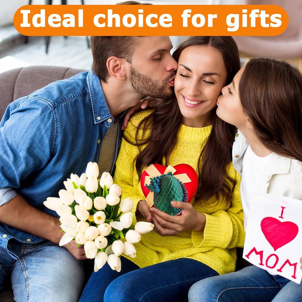 3D Printed Dragon Eggs with Dragon Inside, Mystery Crystal Dragon Egg Fidget Toys for Autism/ADHD, Articulated Dragon Fidget Toy, Executive Desk Toys, Home Office Decor (Green+Purple+Blue)