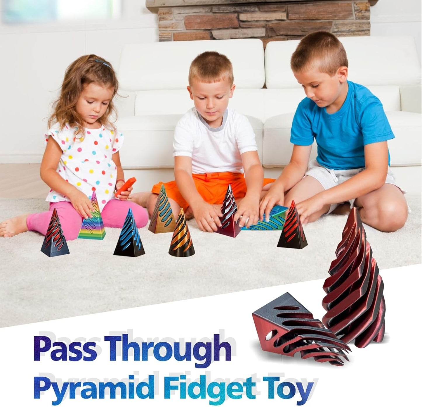 Impossible Cone-3D Printed Spiral Cone Fidget Toy, Pass Through Pyramid Desk Toy for Adult, Impossible Pyramid Passthrough Sculpture, Airplane Travel Essentials Kids for Stress Relief