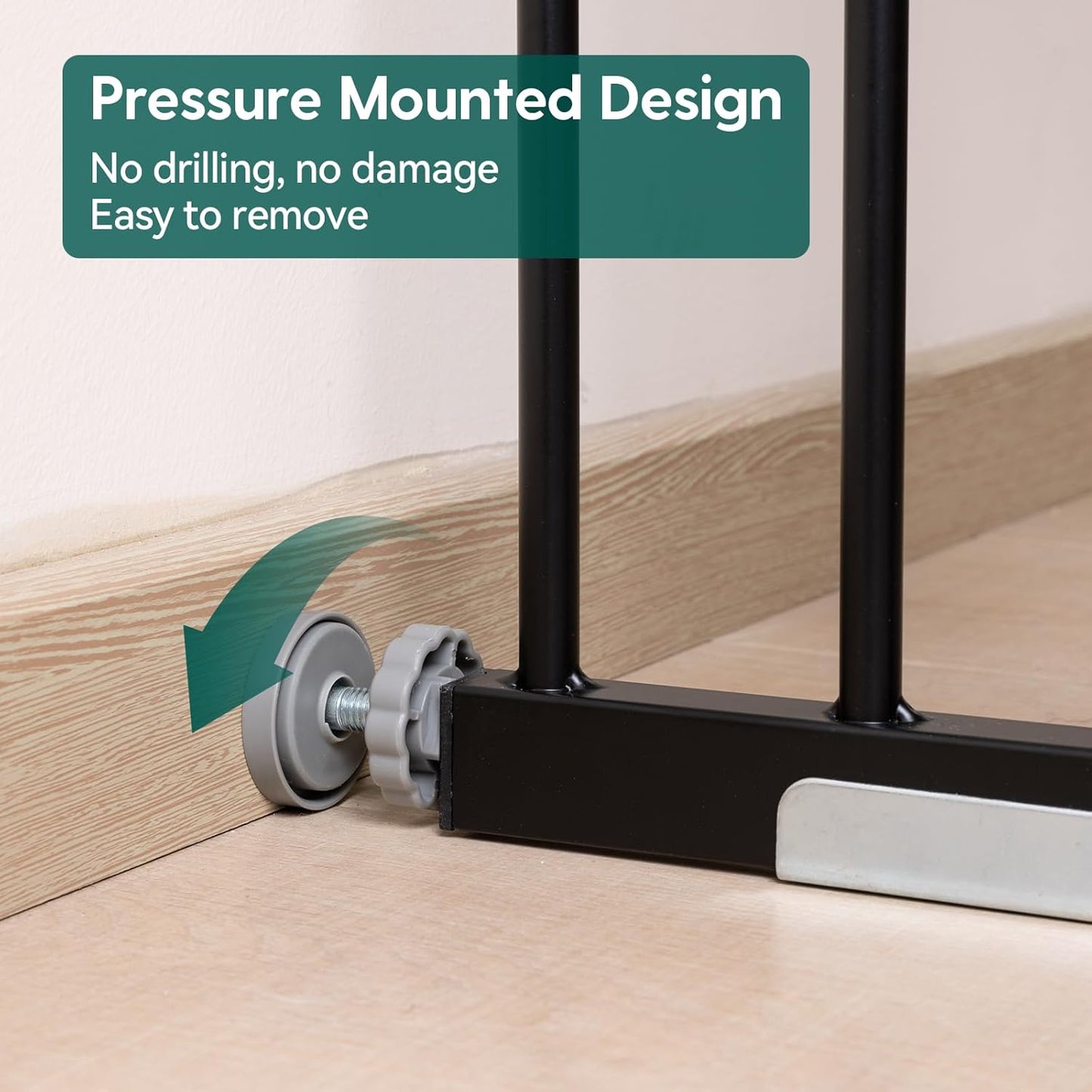 Babelio Baby Gate, 29-43" Auto-Close Easy Install Pet Gate, Extra Wide Walk Thru Child Safety Gate, 30" Tall Pressure-Mounted Metal Dog Gate for Doorways & Stairs, Black