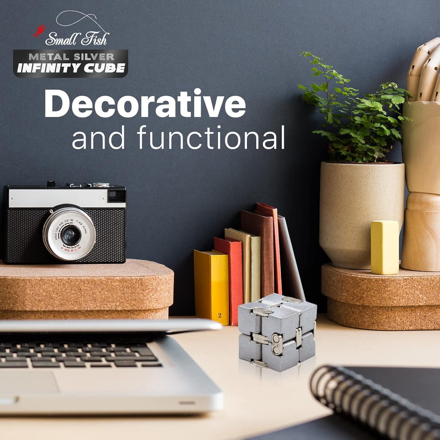 Metal Infinity Cube Toy for Kids, Teens, and Adults, Best Desk Gadget and Sensory Tool for Fidgeting, Anxiety, and Stress Relief, Cool Office Decor and Gift for Men in Metal Aluminum Fidget Toy