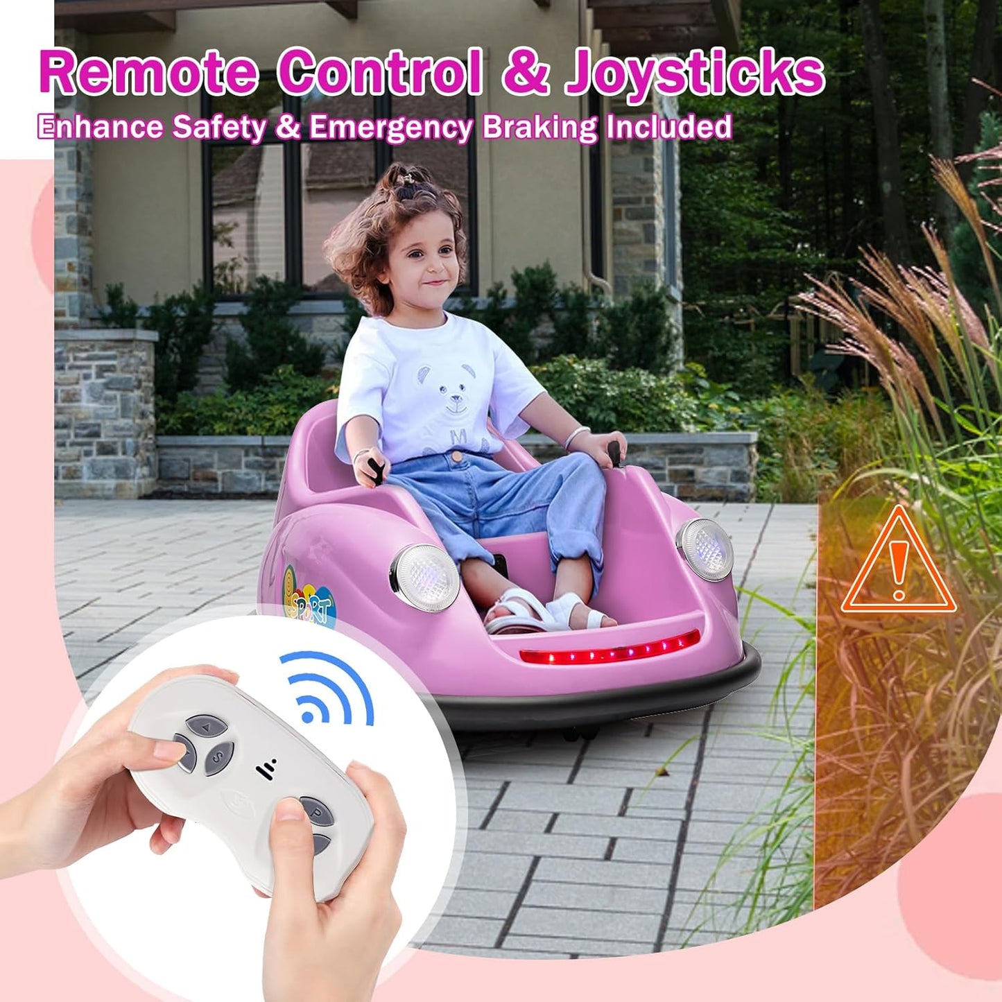 12V Bumper Car for Toddlers, Electric Toy Ride on Battery Car with Kids W/Parent Remote Control, 2-Speed, 360 Degree Spin, Music & LED Lights for Kids, Purple