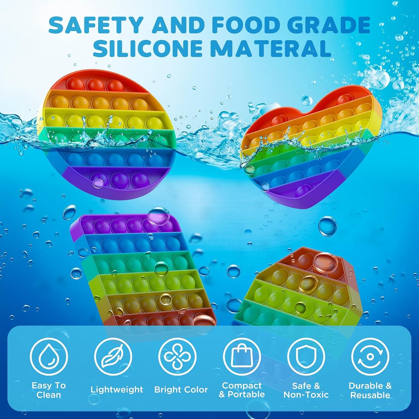 12 Pack Fidget Toys,Push Pop Fidget Sensory Toys Set,Stress Relief Gifts for Kids & Adults,Pop Bulk & Party Favors Toddler Toys,, Party Supplies,Classroom Prizes