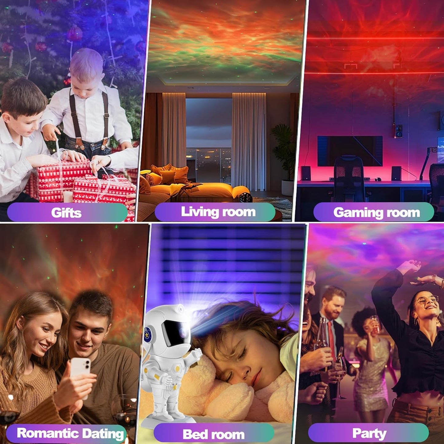 XIAOER Astronaut Galaxy Projector, Robot Star Night Light for Bedroom, Starry Nebula Space Projector Ceiling Lamp with Timer and Remote Control for Kids Adults