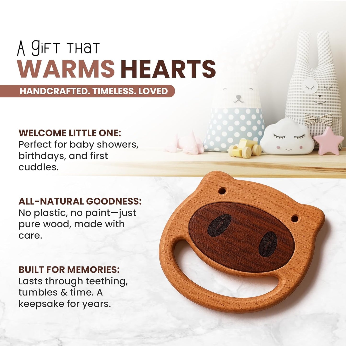 100% Wooden Baby Toy | No Paint, No Plastic | Eco-Friendly Rattle for 0ā6 Months