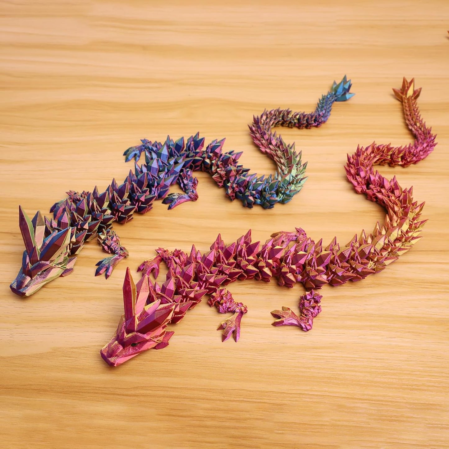 24" 3D Printed Dragon, Articulated Dragon, Crystal Dragon, Dragon Fidget Toy, Home Office Decor Executive Desk Toys (Red)