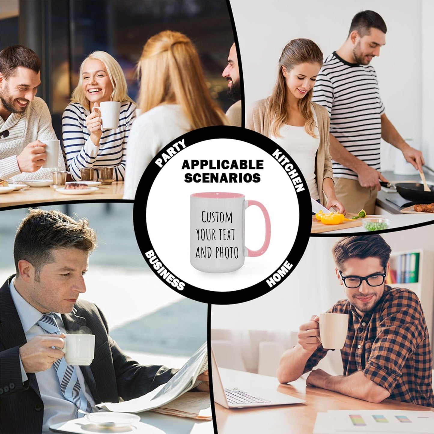 Custom Mug Upload Your Picture Personalized Coffee Mug with Photo Text Name Customized Cup Unique Ideas Gifts for Men Women Mom Dad Girlfriend Boyfriend Friend Family (Pink, 11oz)