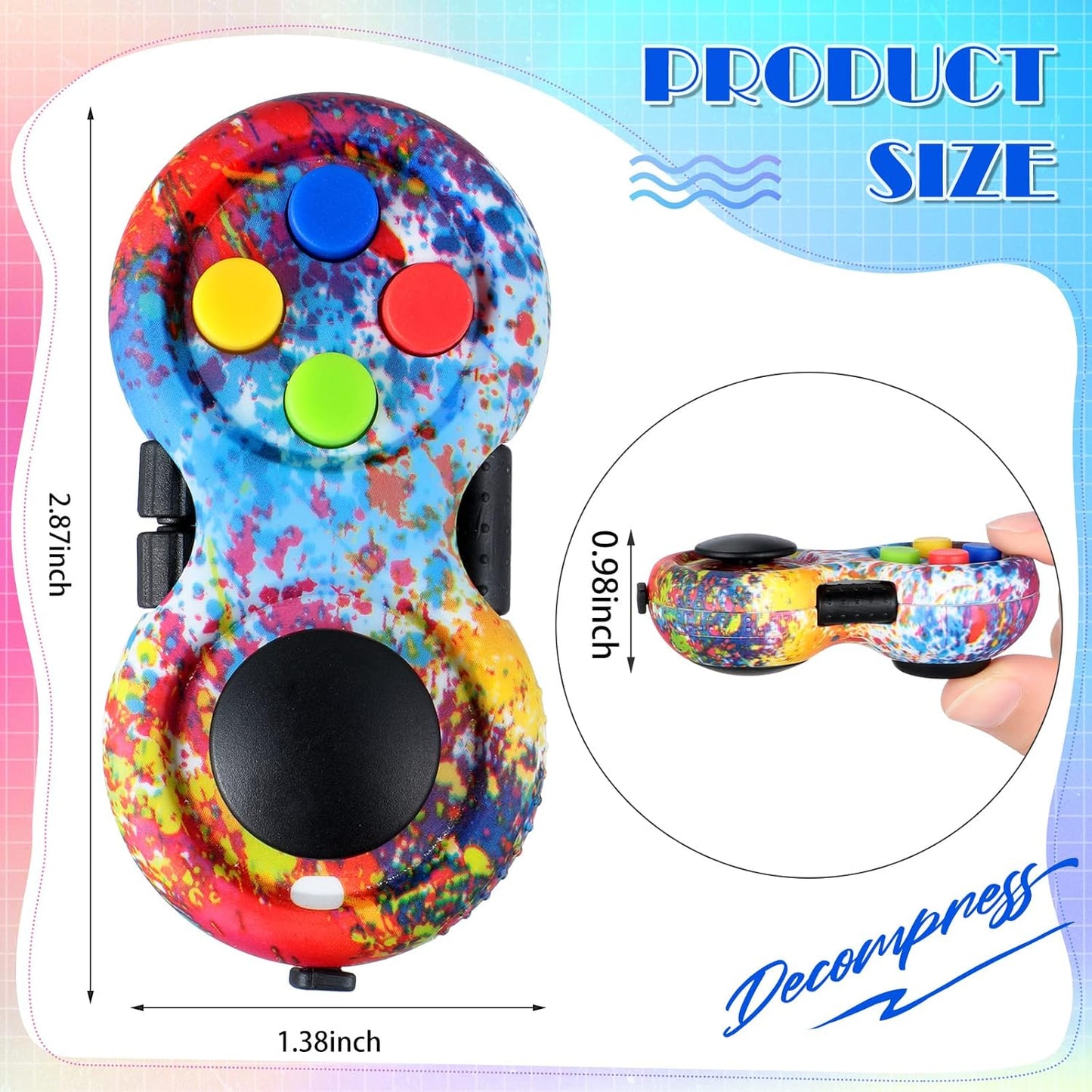 Skylety 6 Pieces Cam Fidget Pad Controller Relieve Anxiety Handheld Mini Handheld Fidget Pad Fidget Controller Stress Reducer for Adult Relieve Stress(Dazzling Colors)
