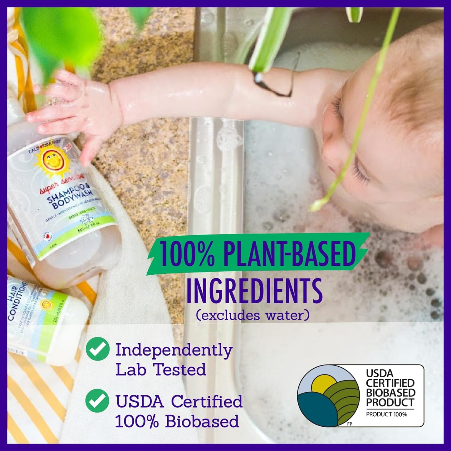 California Baby Super Sensitive Baby Shampoo and Body Wash | 100% Plant-Based | Gentle Fragrance Free Shampoo | Hypoallergenic | 19 Ounce (Pack of 2)