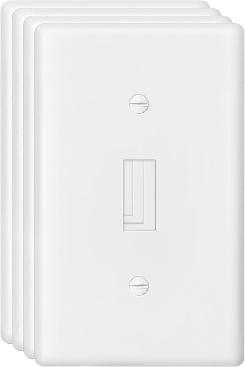 Decorator Wall Plate Toggle Light Switch Plate Outlet Cover,Unbreakable Polycarbonate Thermoplastic, White (4-Pack, Single Toggle-White)