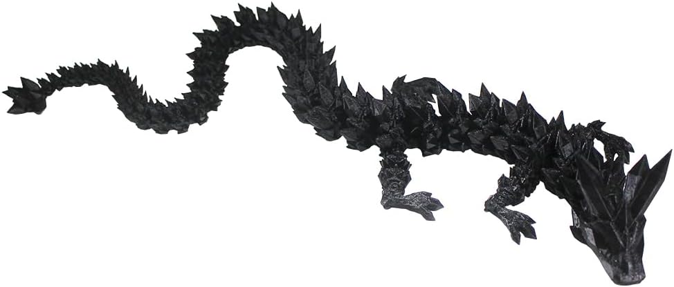 3D Printed Dragon with Dragon Egg 16.5'' Articulated Dragon Crystal Dragon Fidget Dragon Egg Toys Executive Desk Toys (Black, Dragon Only)