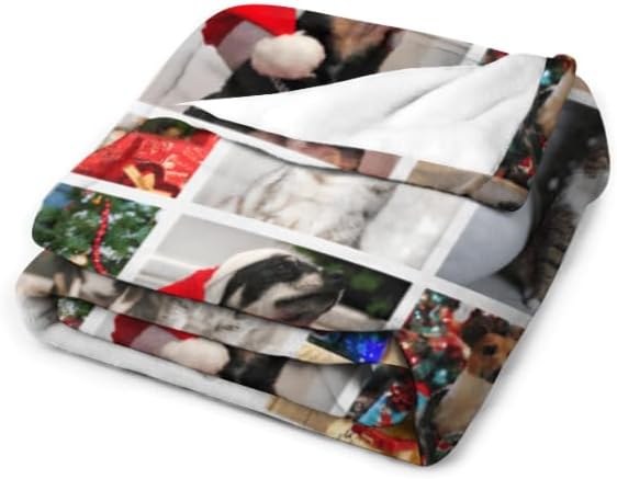 Custom Photo Blankets with Text, I Love You Halloween Decoration Gifts for Girlfriend Boyfriend, Personalized Picture Christmas Blanket for Women, Men