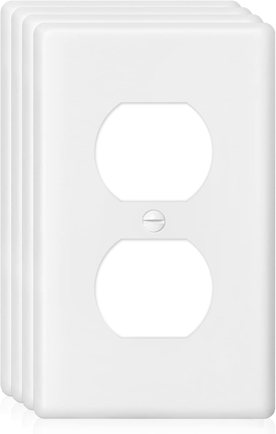 Decorator Wall Plate 1-Gang Duplex Electrical Outlet Cover Plates,Unbreakable Polycarbonate Thermoplastic, White (4-Pack, Single Duplex)