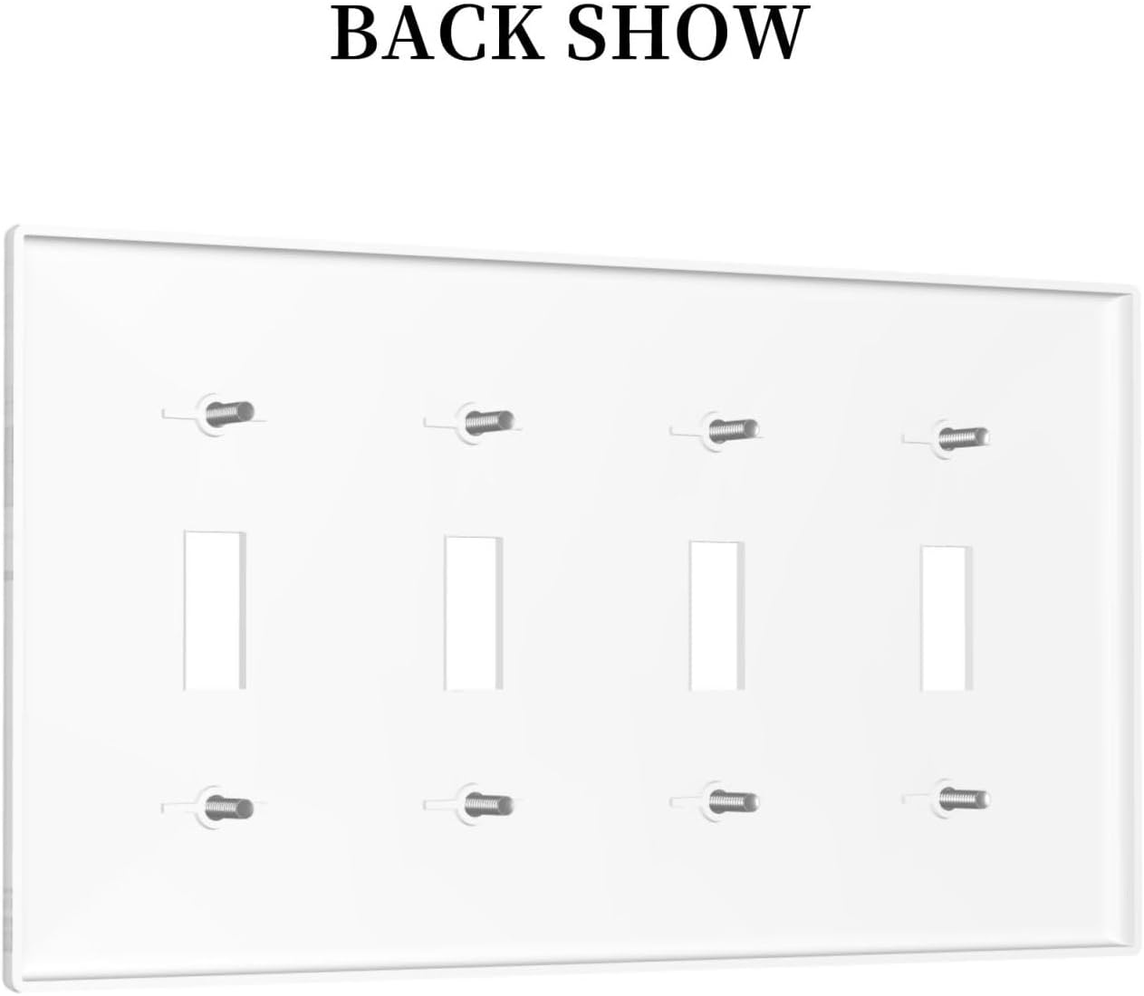 Light Switch Covers Modern White Gray Marble Quad Toggle Electrical Faceplate 4 Gang Wall Plate Decorative Switch Plates for living Room Bathroom Decor