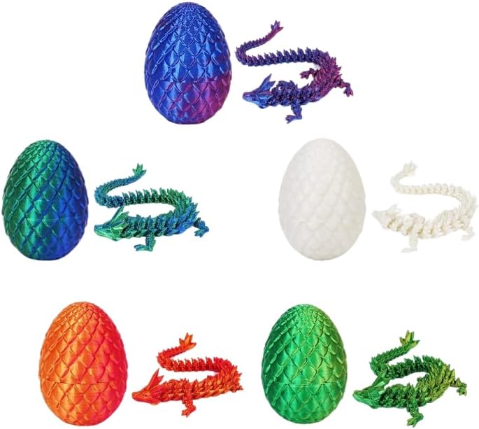 4PCS 3D Printed Dragon Eggs with Dragon Inside House of The Dragon Articulated Crystal Dragon Mystery Dragon Egg Fidget Toy Surprise 3D Printed Animals Set (Multicolor2-4pcs)