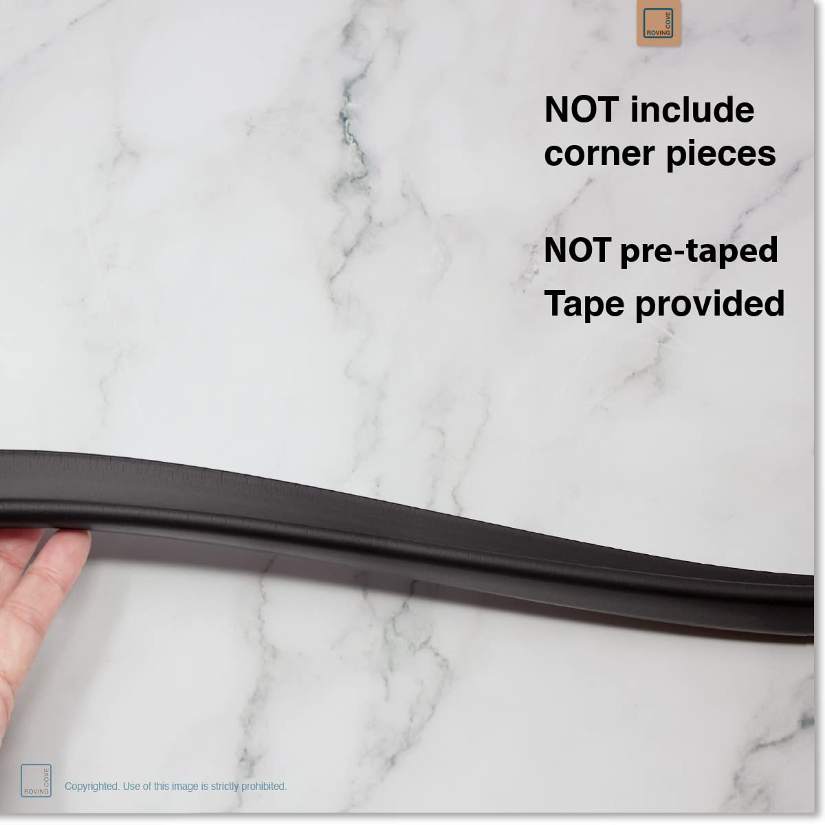 Roving Cove Slim-Fit Edge Protector for Baby Proofing (9ft Small Edge Only), Soft Rubber Foam, Furniture Edge Bumper Guard, Desk Edge Cushion, 3M Adhesive, Onyx Black