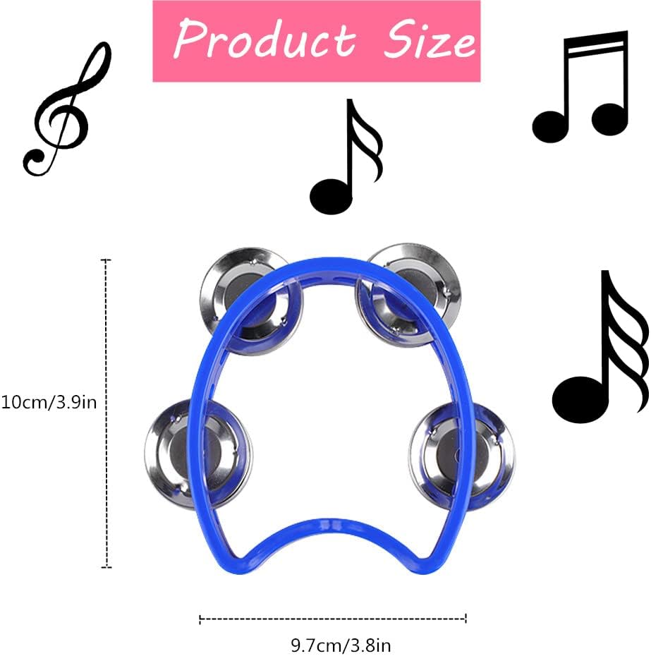 12 Pack Plastic Percussion Tambourine Hand Tambourine Bells, Mini Percussion Tambourines Bulk Hand Held Percussion Drum Musical Rhythm Instrument for Adults Kids Party Supplies(4 Colors)